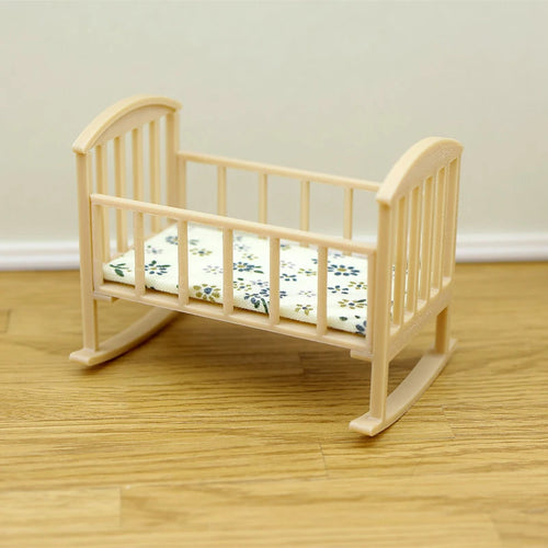 1/12 Dollhouse Mini Cradle Baby Bed Rocking Bed Model Dollhouse Simulation Furniture Decoration Play Toy Dolls House Accessories