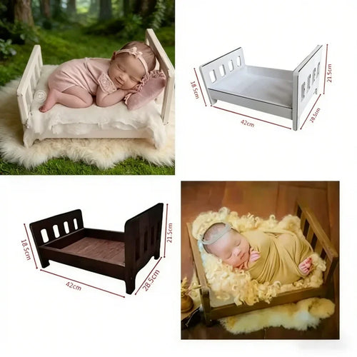 Newborn Infant Photography Props Retro Wood Bed Baby Poses Growth Memorial Detachable Background Sofa For Boys Shooting Props