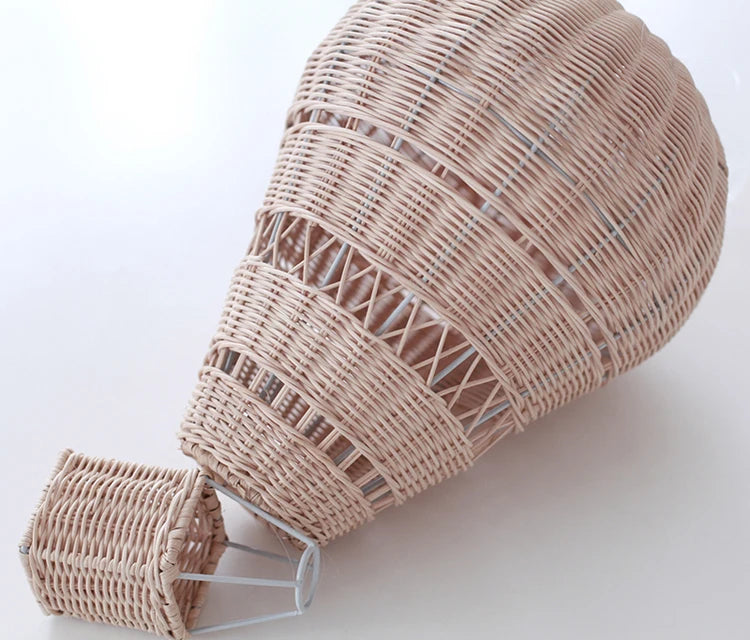 Handmade Kids Room Decoration Nordic Style Children Bedroom Kindergarten Rattan Weaven Hot Air Balloon Craft Wall Hanging Decor