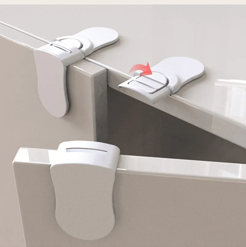 Baby Safety Drawer Lock Anti-Pinching Hand Cabinet Drawer Locks Plastic White Safety Buckle for Children Kids Protection