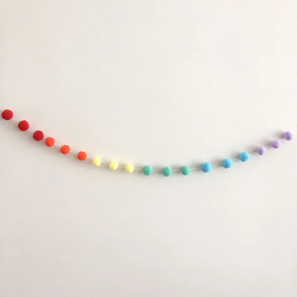 Felt Ball String Ornament Girls Room Decor Hair Ball Hanging Pendant For Nursery Decor Garland Pom Nordic Style Kids Decoration