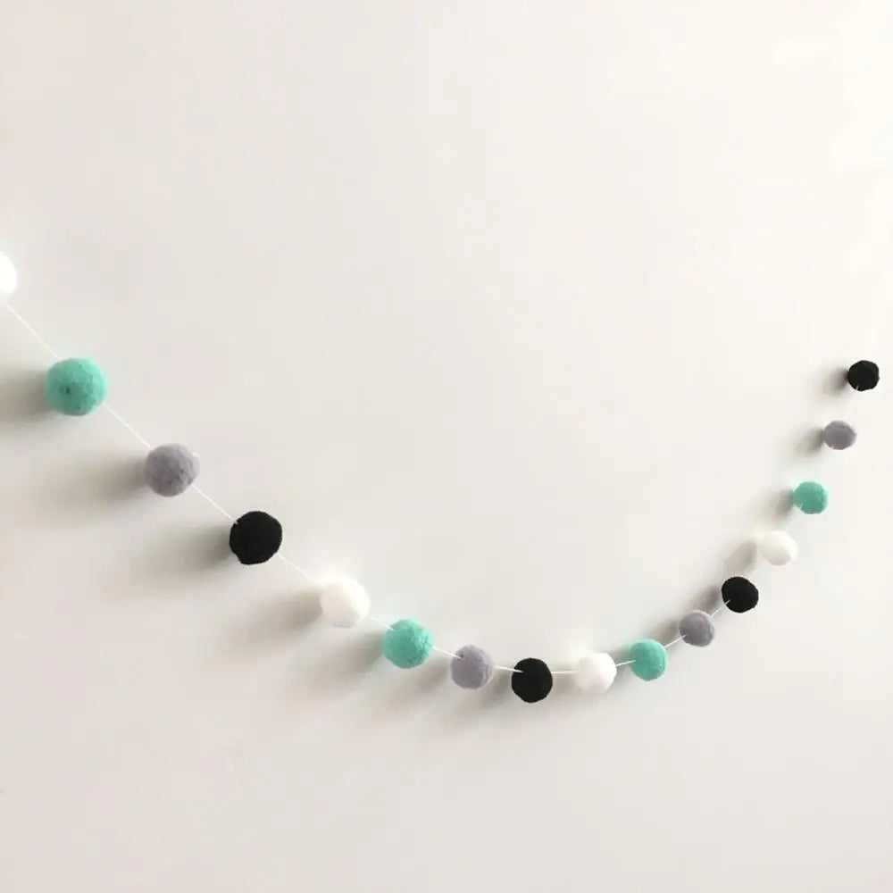 Felt Ball String Ornament Girls Room Decor Hair Ball Hanging Pendant For Nursery Decor Garland Pom Nordic Style Kids Decoration