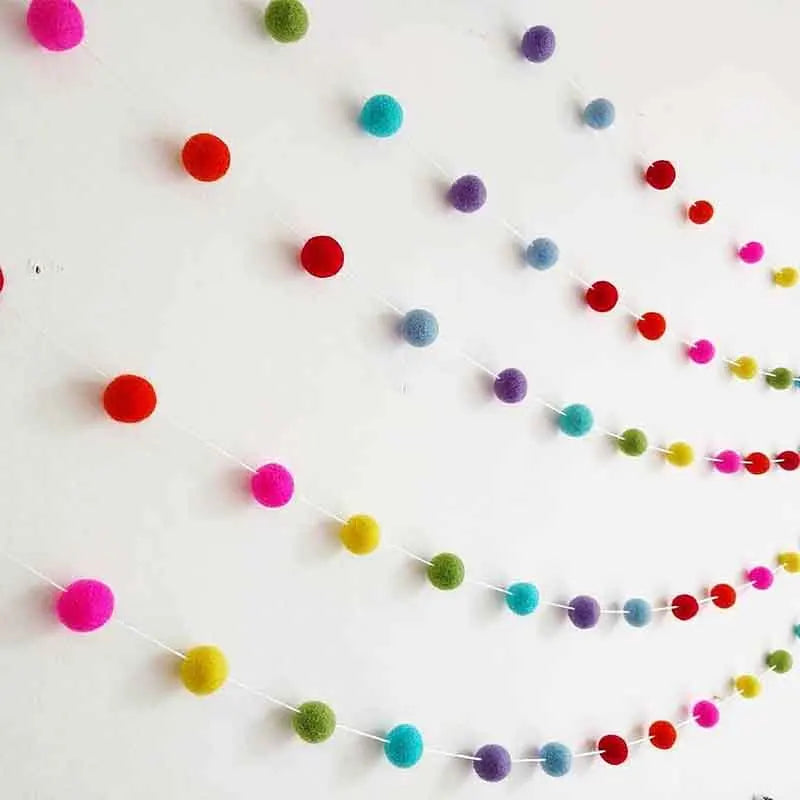 Felt Ball String Ornament Girls Room Decor Hair Ball Hanging Pendant For Nursery Decor Garland Pom Nordic Style Kids Decoration