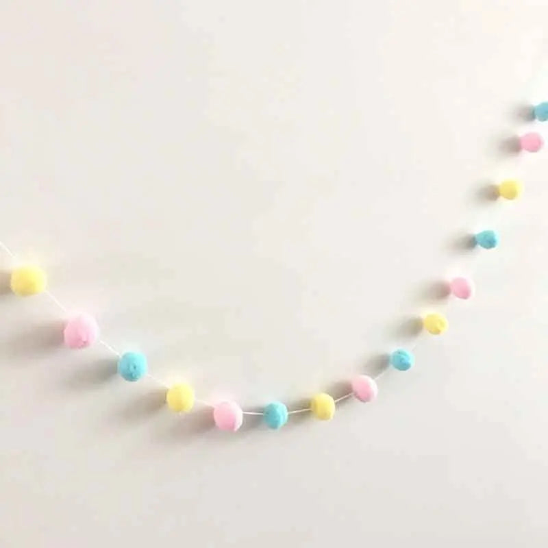 Felt Ball String Ornament Girls Room Decor Hair Ball Hanging Pendant For Nursery Decor Garland Pom Nordic Style Kids Decoration