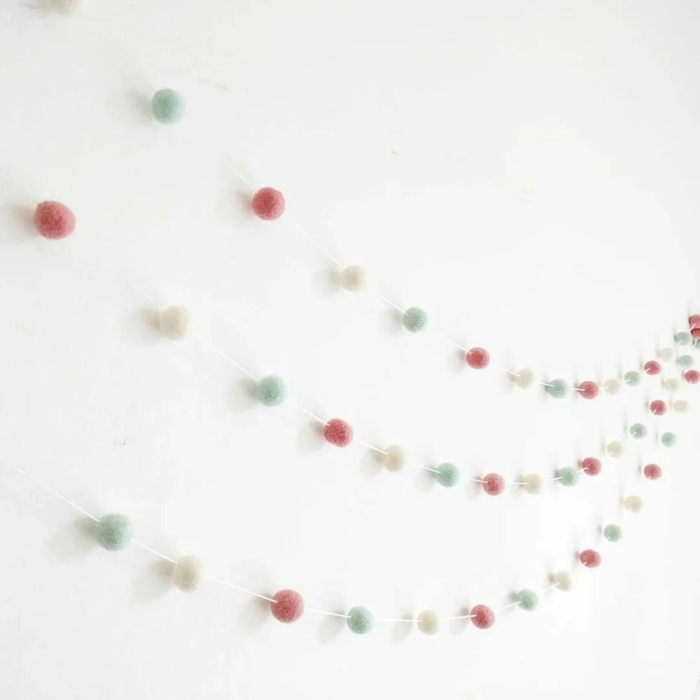 Felt Ball String Ornament Girls Room Decor Hair Ball Hanging Pendant For Nursery Decor Garland Pom Nordic Style Kids Decoration
