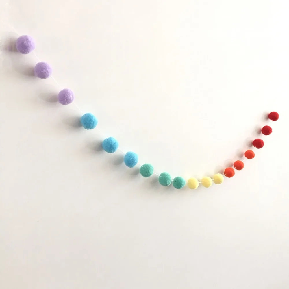 Felt Ball String Ornament Girls Room Decor Hair Ball Hanging Pendant For Nursery Decor Garland Pom Nordic Style Kids Decoration