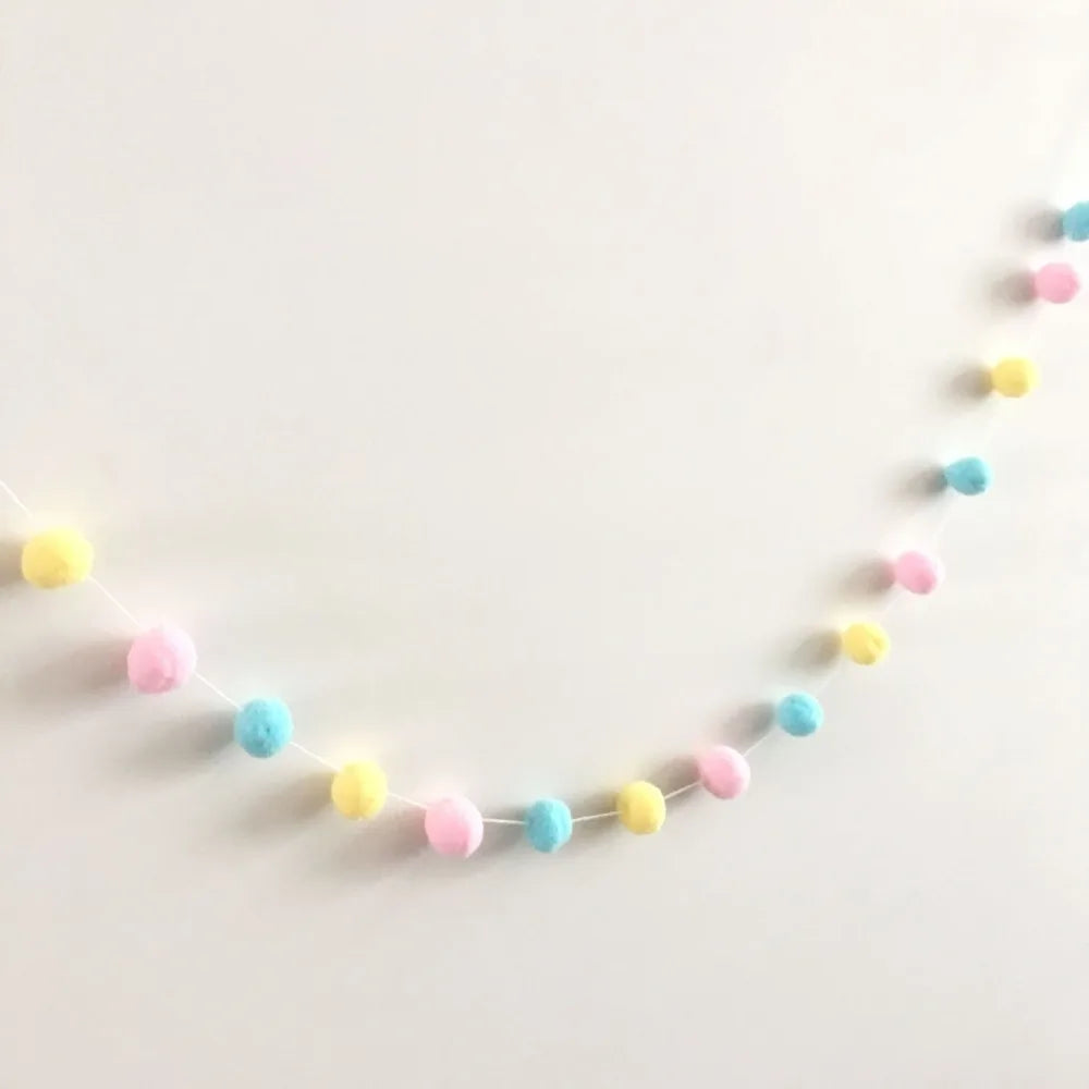Felt Ball String Ornament Girls Room Decor Hair Ball Hanging Pendant For Nursery Decor Garland Pom Nordic Style Kids Decoration