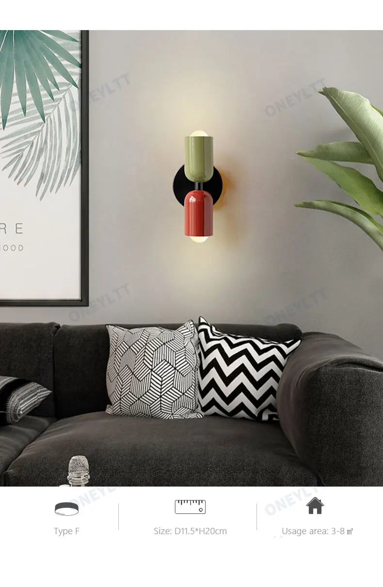 Nordic Living Room Wall Lamp Simple Modern Bedroom Bedside Aisle Children's Room Background Wall Lamp E27 Home Decoration