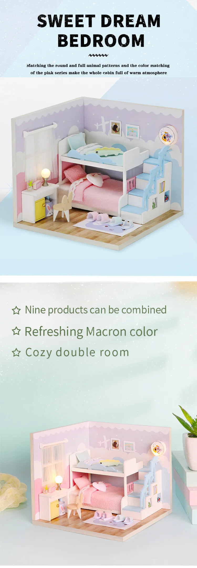 Baby House Kit Mini DIY Handmade 3D Puzzle Assembly MagicBuilding Model Toys, Home Bedroom Decoration With FurnitureWooden