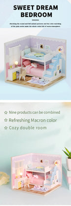 Baby House Kit Mini DIY Handmade 3D Puzzle Assembly MagicBuilding Model Toys, Home Bedroom Decoration With FurnitureWooden