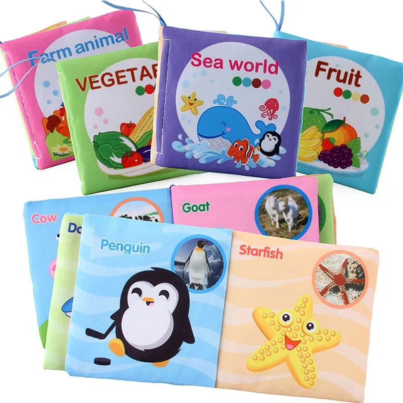 Baby Cloth Books – Animals, Fruits & Numbers