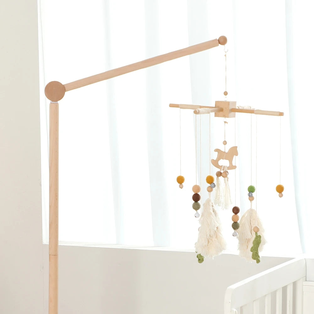 Baby Rattle Toy 0-12 Months Toys Wooden Mobile Bed Bell Floor Stand Bracket Newborn Bed Bell Hanging Holder Bracket Infant Crib
