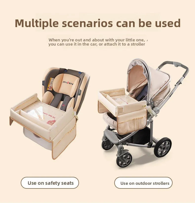Baby Car Waterproof Storage Dining Table, Cartoon Kids Car Safety Seat Tray, Universal Small Table Board for Strollers