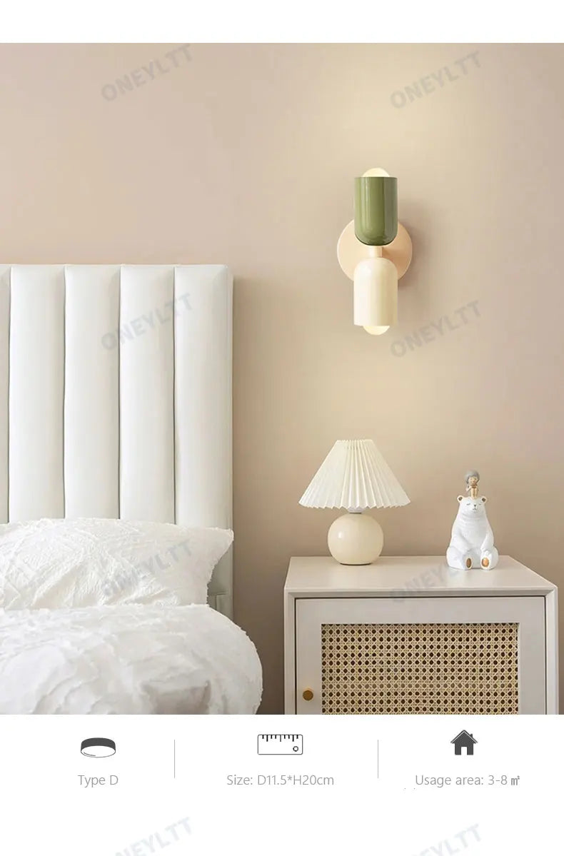 Nordic Living Room Wall Lamp Simple Modern Bedroom Bedside Aisle Children's Room Background Wall Lamp E27 Home Decoration