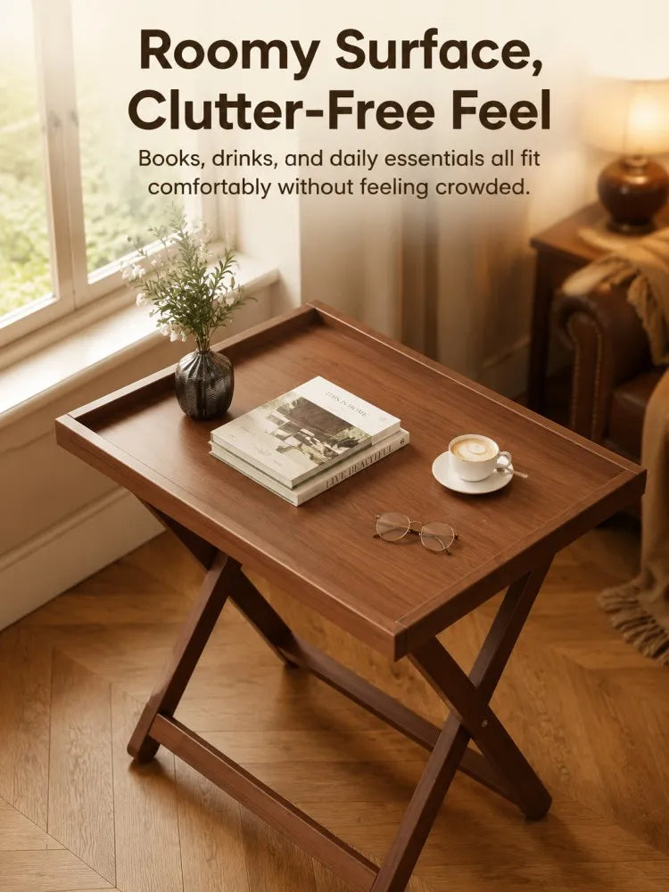 Folding Side Table,Durable Tv Tray Bed Table,Small End Table For Living Room, Bedroom