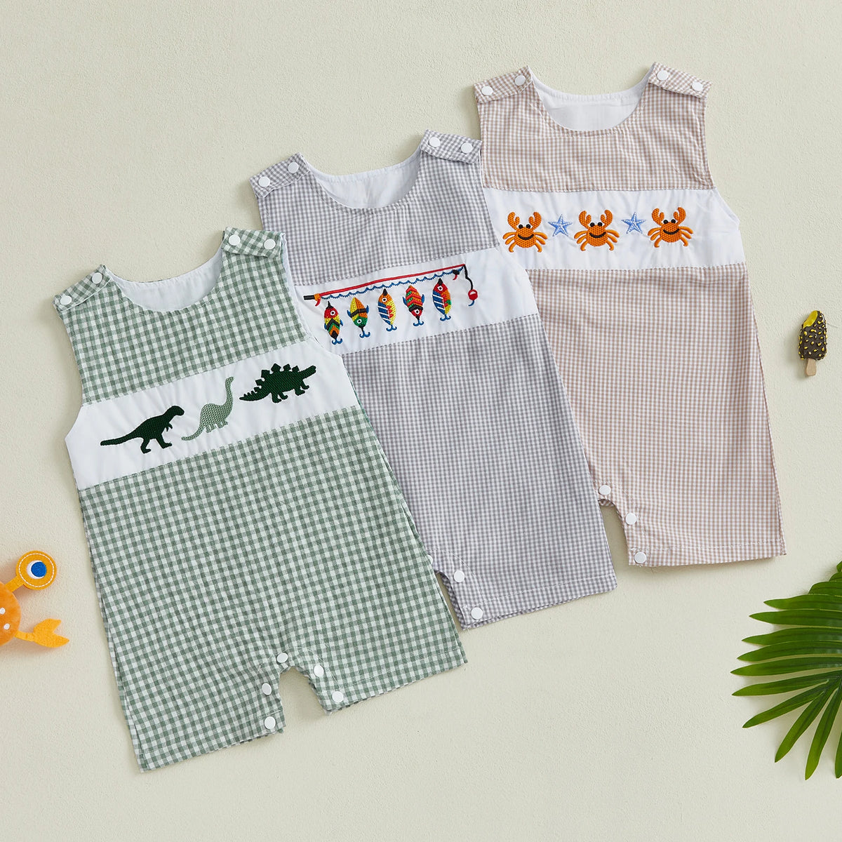 Baby Boy Embroidered Romper