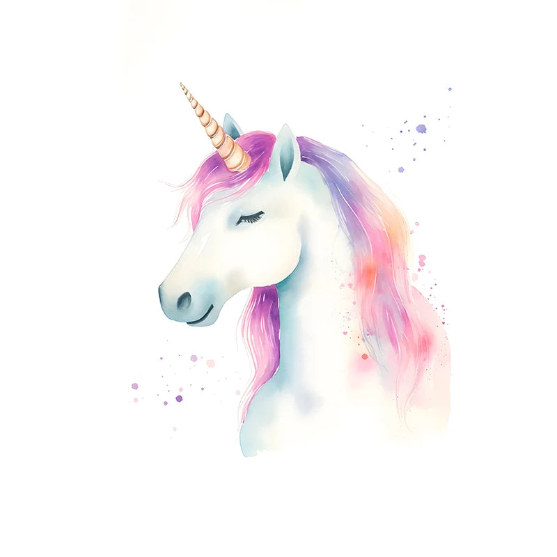 Cartoon Cute Unicorn Nursery Girl Room Pastel Rainbow Art Poster Canvas Painting Wall Prints Picture Children Room Home Decor