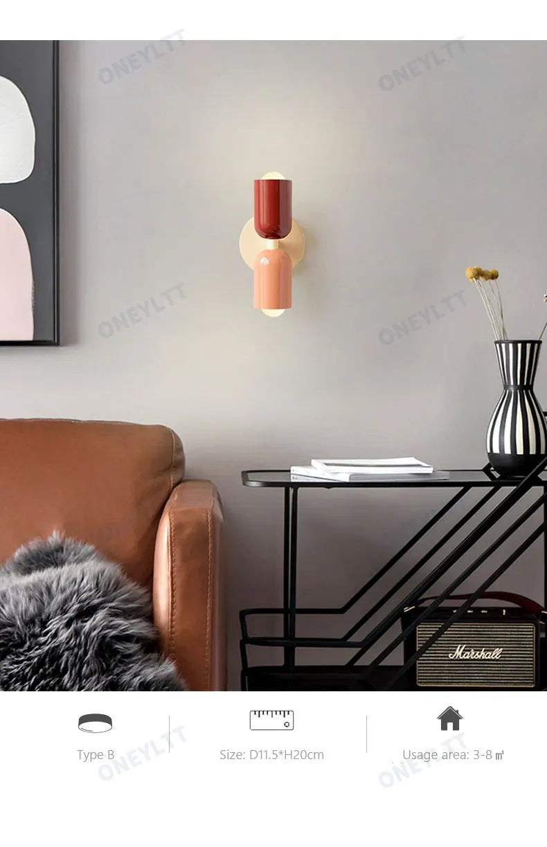 Nordic Living Room Wall Lamp Simple Modern Bedroom Bedside Aisle Children's Room Background Wall Lamp E27 Home Decoration