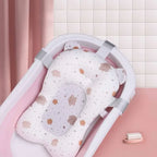 Baby Shower Bath Tub Mat Infant Foldable Support Bath Body Cushion Baby Tubs Pillow Cartoon Non-Slip Soft Newborn Bathtub Pad