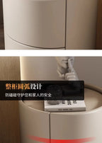 Home Living Room Sofa Side Cabinet, Creative Round Solid Wood Bedside Table, New Simple Modern Small Bedroom Storage Cabinet