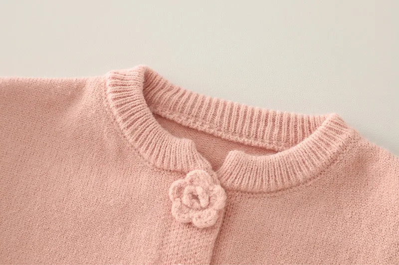 Baby Girls Clothing Sets Spring Autumn Children Casual Clothes Outfits Infant Floral Knitted Coat T Shirt Pants 3 Pieces Suits