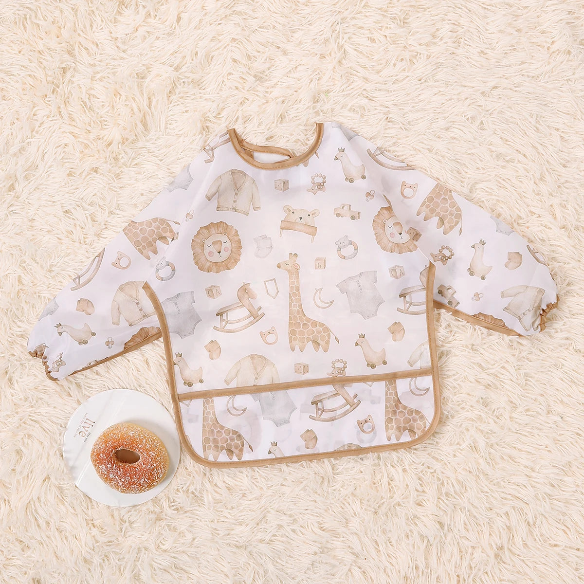 1 PC Waterproof Baby Feeding Bib  Boy Girl Painting Baby's Soft Waterproof Bib Child Meal Eating Apron with Long Sleeves