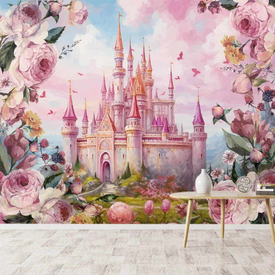 8+ Cartoon Nursery Flower Castle Walls Home Decor Self Adhesive Optional Photo Wallpaper for Bedroom Decoration Kids Baby Mural