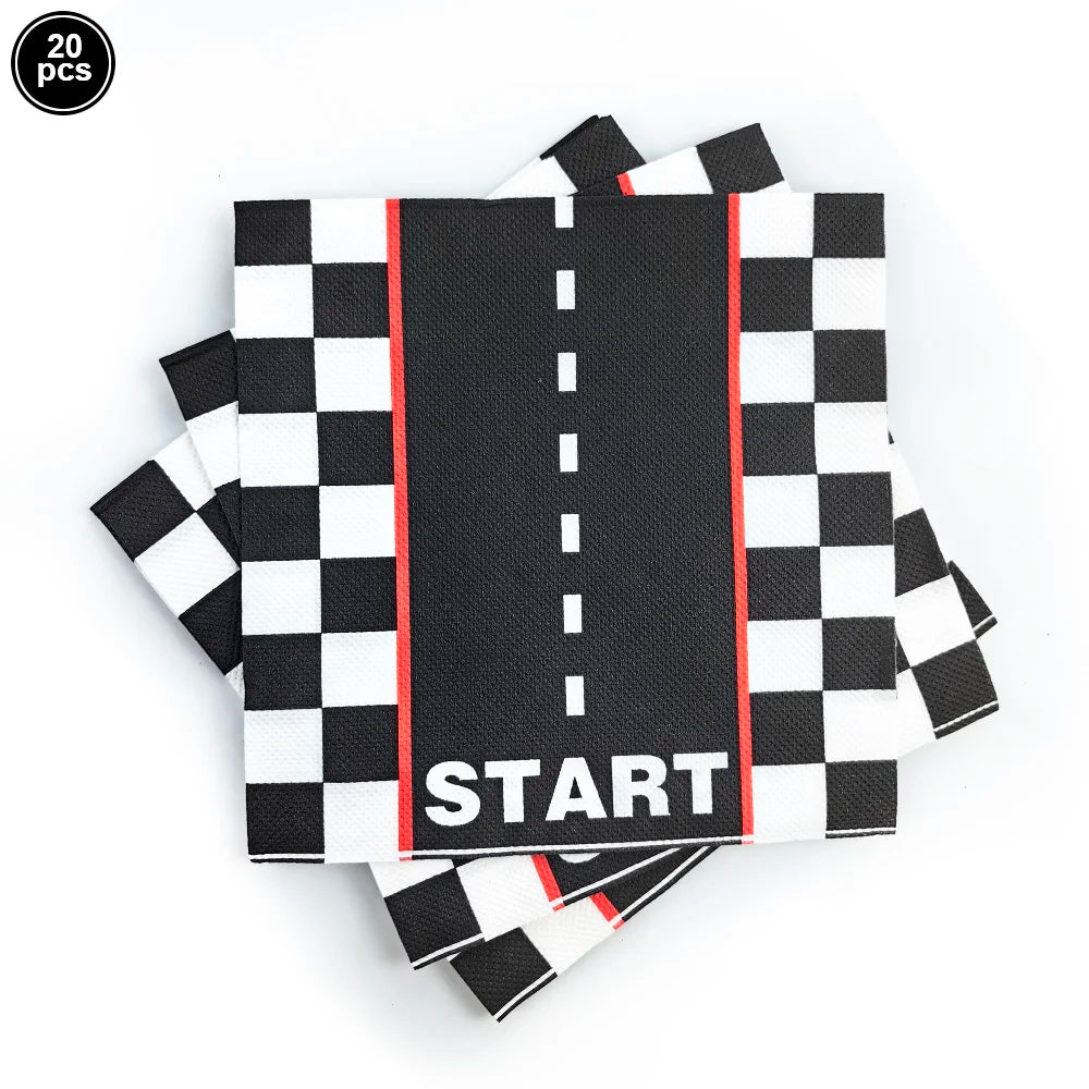 Racing Car Theme Disposable Tablecloth Red Black White Checkered Pattern Boys Kids Birthday Party Decoration Supplies Gifts ﻿