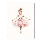 Nursery Wall Art, Nordic Cute Pink Ballet Girl Canvas Painting | Baby Poster for Toddler Kids Room Wall Decor