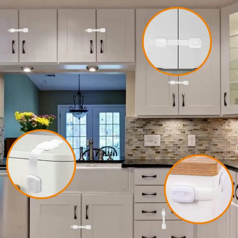 Baby Safety Cabinet Locks Adhesive Child Proofing Latches To Baby Proof Cupboard Drawers Fridge Adjustable Kids Proofing Straps