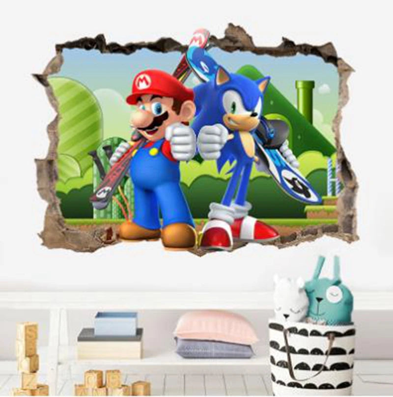NEW Children favorite game wall decals super boys funny anime 3d vinyl stickers kids room nursery decoration cartoon poster