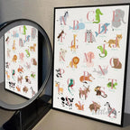 Playroom Nursery ABC Alphabet Numbers Poster Self-adhesive Art Waterproof Paper Sticker Coffee House Bar Room Wall Decor