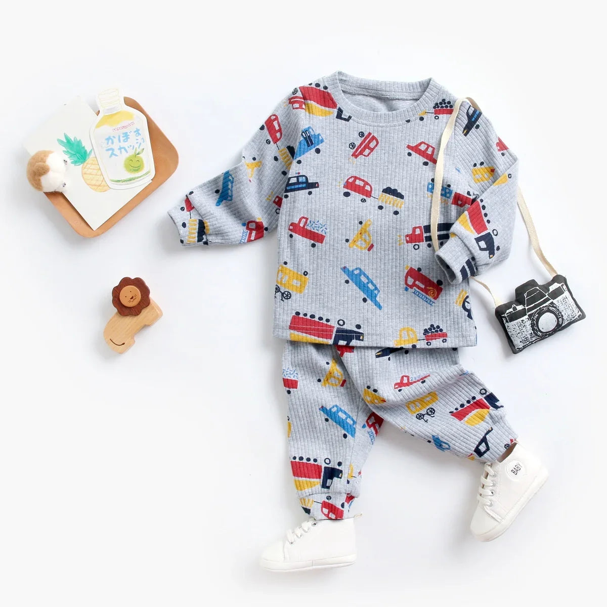 Baby Clothes Sets Cute Autumn Animal Pattern Kids Tops + Long Pants Cotton Casual 2pcs