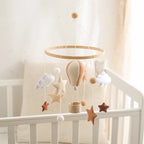 Wooden Rattles Toys Baby Crib Mobile Bed Bell Soft Felt Hot Balloon Newborn Music Bed Bell Hanging Toys Crib Bracket Baby Gifts