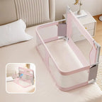 Baby Bedside Bassinet Foldable Bed Side Baby Bassinet Portable Crib Breathable and Visible Mesh Window Soft Washable Liner Cover