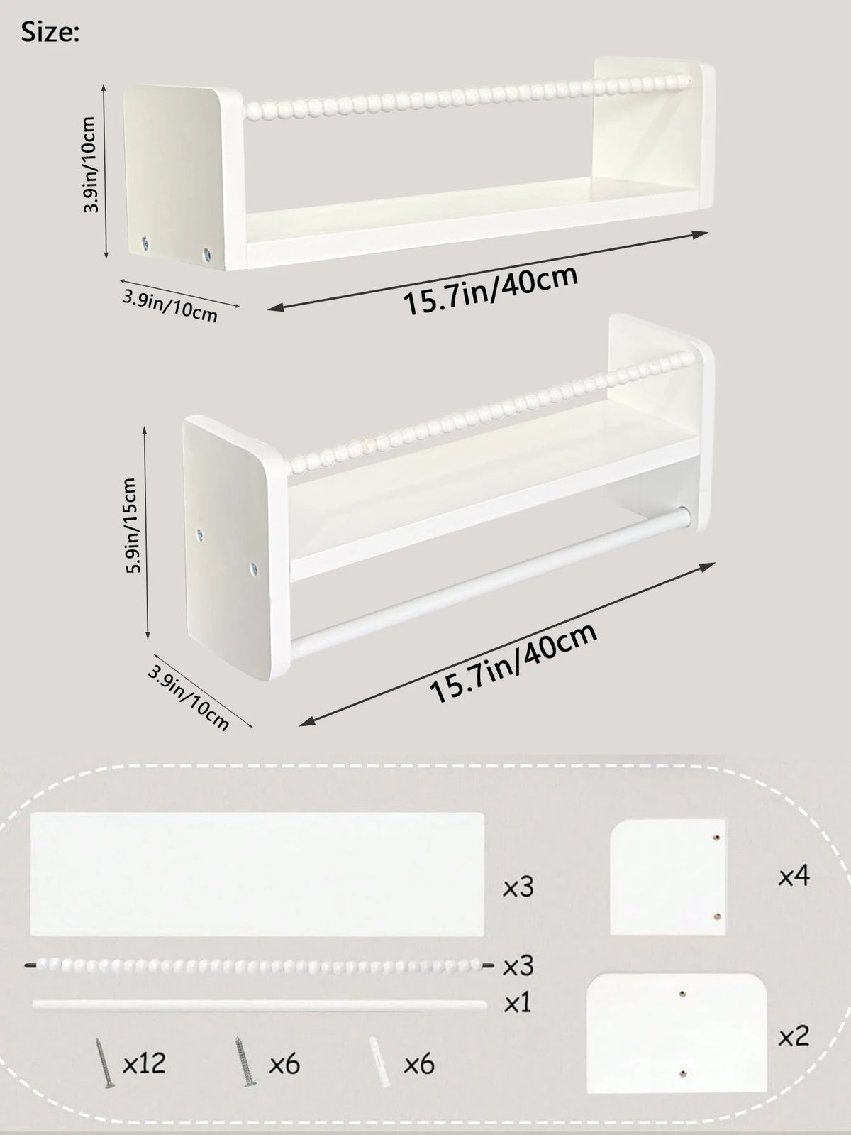 Nursery Book Shelves ,15.7 Inch Wood Floating Bookshelves for Wall Set of 3, Baby Kids Decor, Solid Wood Wall Mounted Shelves