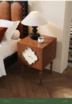 High-end Luxury Antique Bedside Table Ash Wood Artistic Four-leaf Clover Sofa Side Cabinet Bedroom Bedside Cabinet