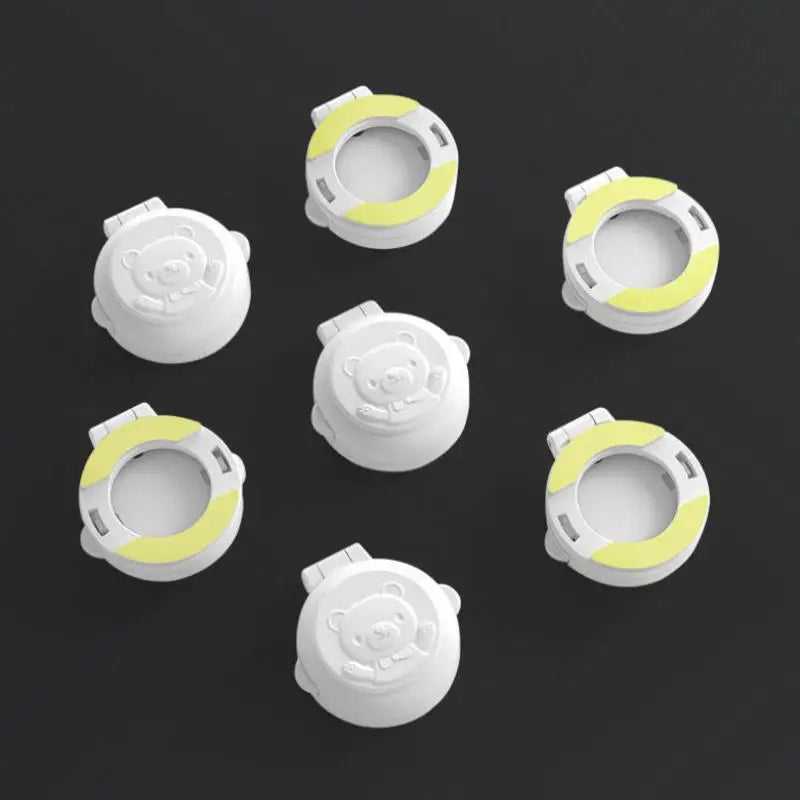 Child Safety Button Lock Cute Bear Shape Self Adhesive Kids Proof Locks for Washing Machines Ovens Fridge Kitchen Baby Proofing