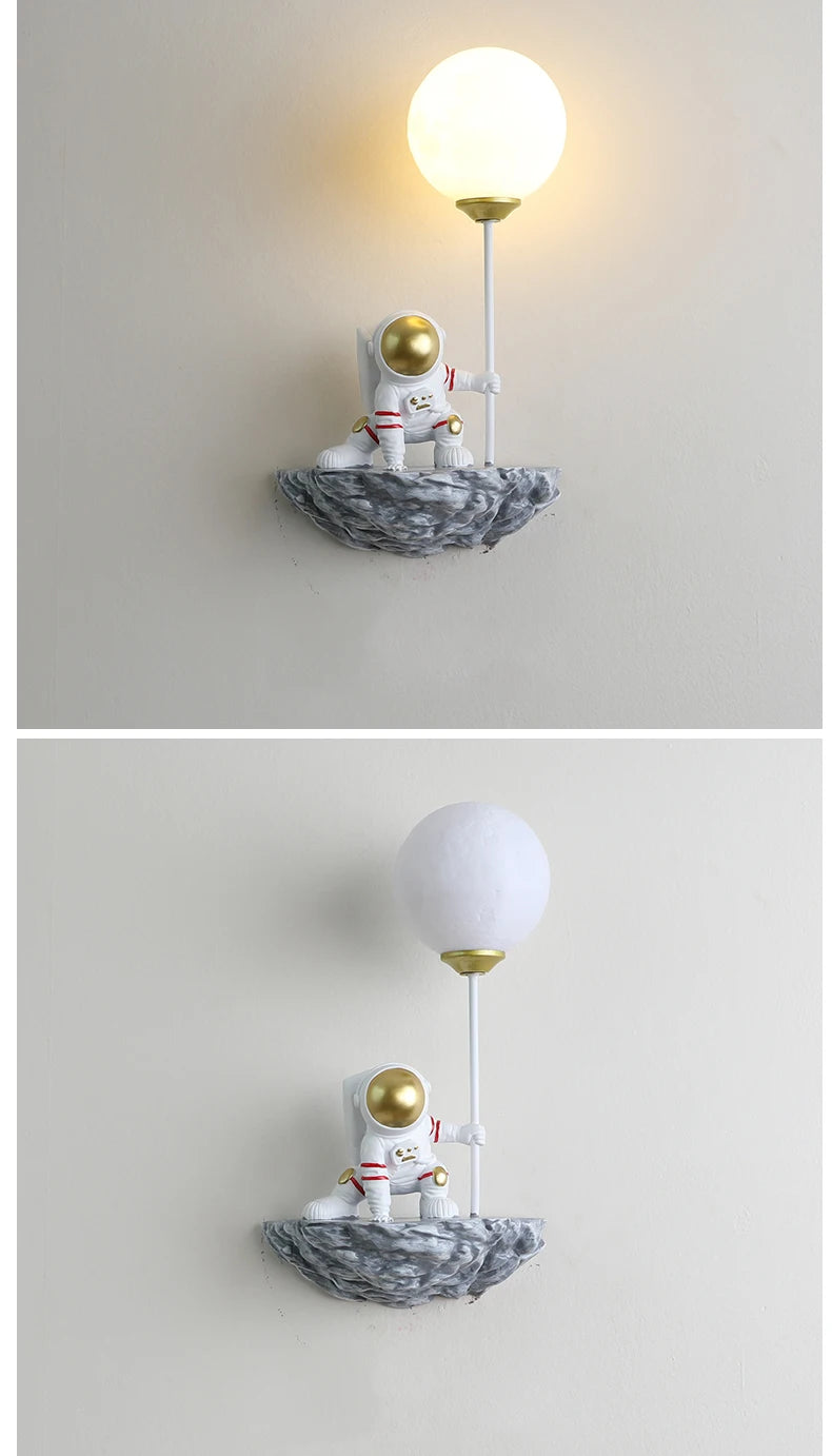 Nursery Room Children's Room Wall Light Resin Astronaut G9 Bulb Speaceman Boy Bedroom Bedside Night Lamps AC110V 220V