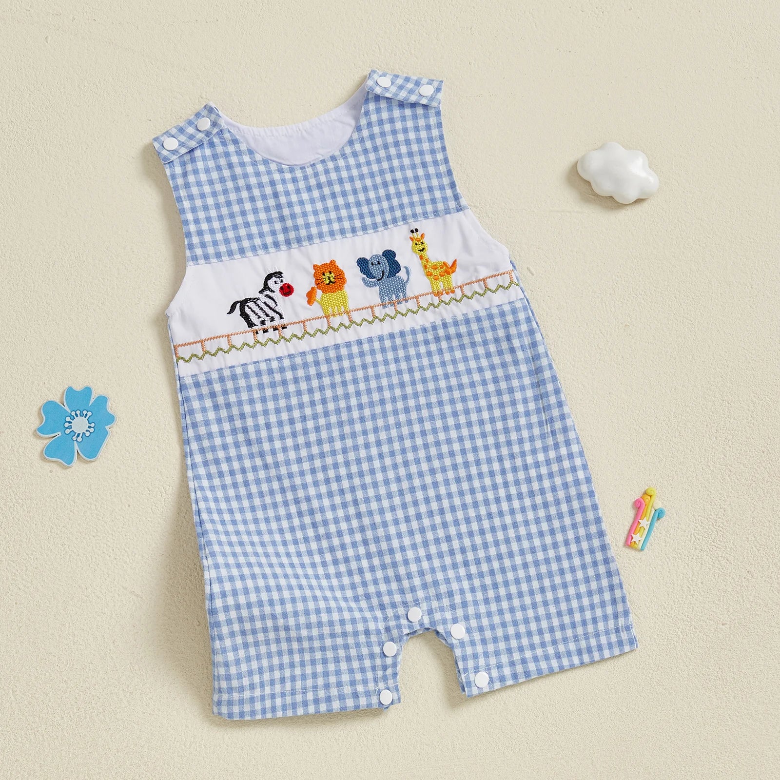 Baby Boy Embroidered Romper