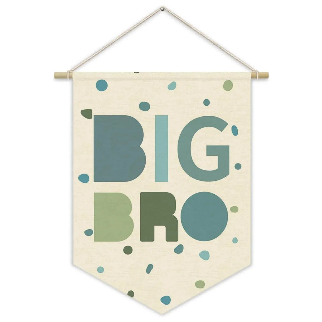 Nursery Decor Canvas Banner,Boy Bedroom Playroom Wall Art Decorations,Boho Twin Room Sign, Big Bro Lil Bro, Sage Green Blue Kids