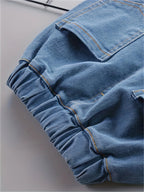 Infant Boys Daily Two Piece Clothes Set Adorable Car Print Long Sleeve Collared Shirt Elastic Waist Blue Denim Pants Suit