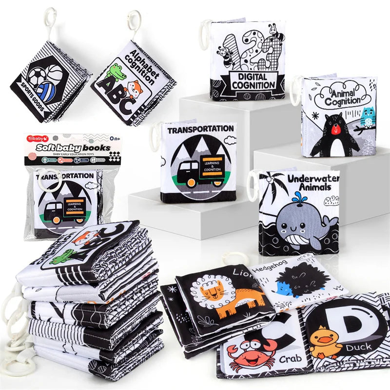 High-Contrast Sensory Baby Cloth Book