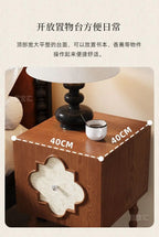 High-end Luxury Antique Bedside Table Ash Wood Artistic Four-leaf Clover Sofa Side Cabinet Bedroom Bedside Cabinet