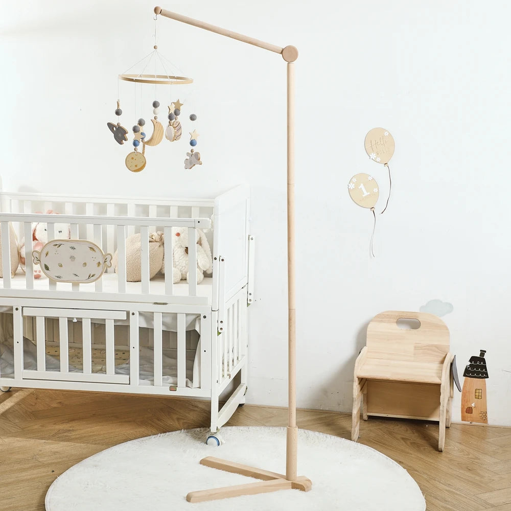 Baby Rattle Toy 0-12 Months Toys Wooden Mobile Bed Bell Floor Stand Bracket Newborn Bed Bell Hanging Holder Bracket Infant Crib