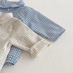Baby Boys Clothes Girls Plaid Romper Long Sleeve Infant Bodysuit Custumes for Babies Romper Newborn Baby Clothes with Pockets