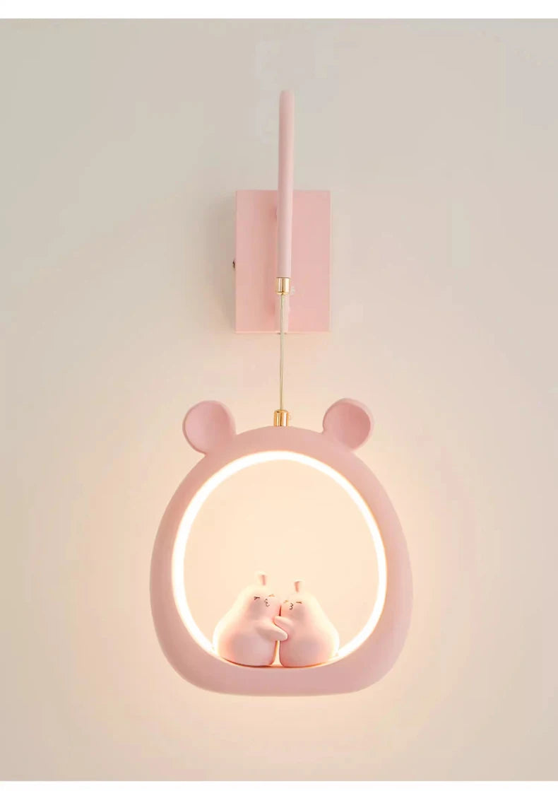 Cute Children's Room Girl Bedroom Wall Lamps Embrace Pear Lamp Creative Cream Style Princess Room Baby Room Bedside Wall Lights