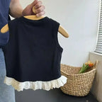 Baby Summer Clothes 2025 Children's Clothing Set Bow Black Sleeveless Vest Top+Pants Two-Piece Outfit Suits Casual Girls Clothes