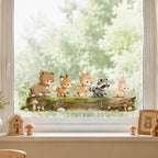 Nursery Forest Animals Window Sticker Removable Static Cling Glass Film for Baby Room Bedroom Playroom Cute Cartoon Home Decor