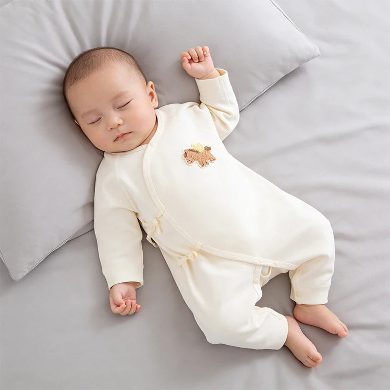 Baby Clothes Spring and Autumn Pure Cotton Base Layer Underwear Newborn Monk-Style Clothing 0-3 Months 6 Baby Romper Jumpsuit Spring Outfit